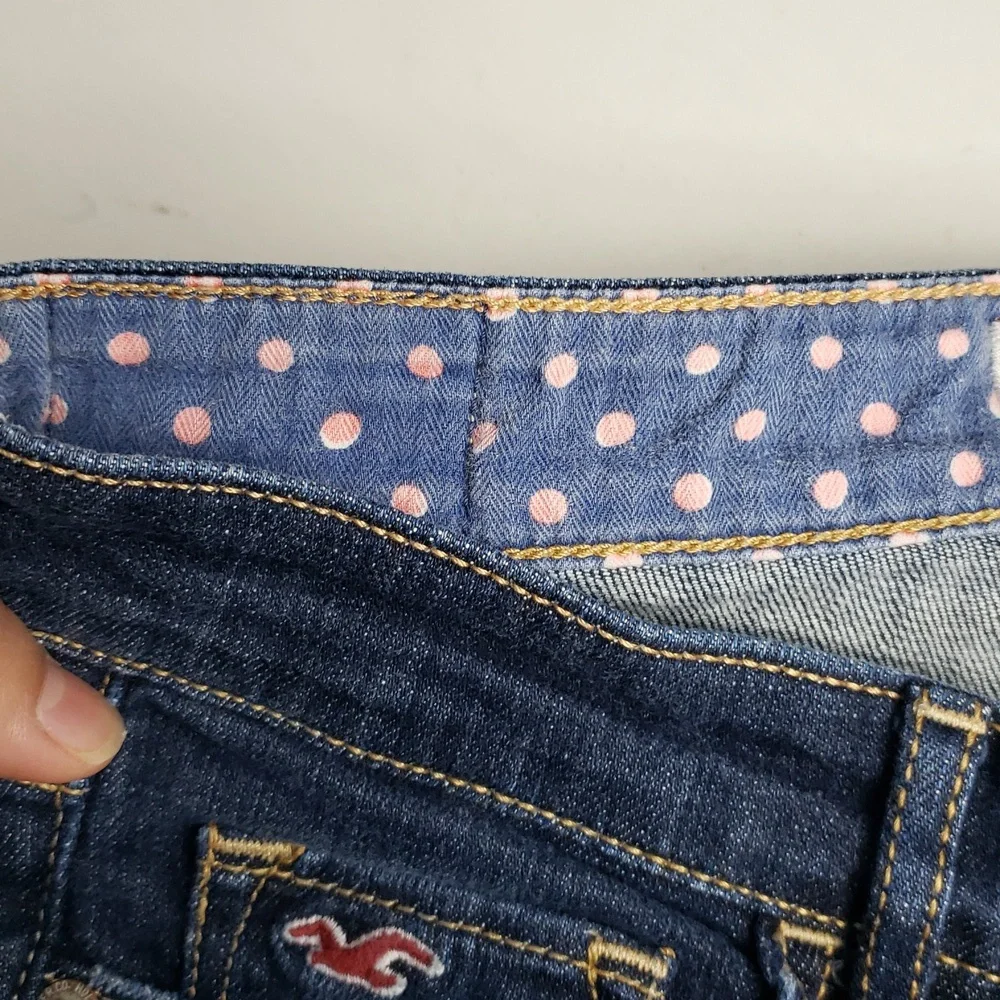 Hollister Womens Cotton Capri Roll Tab Hem Jeans Size 27 Denim Blue Y2K Low Rise